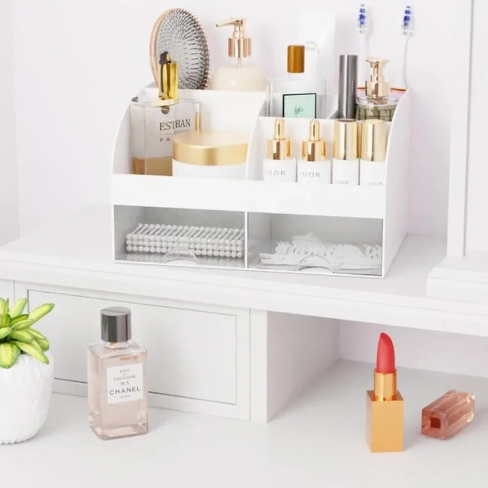 New Makeup Organizer with Drawers, White Cosmetic & Skincare Storage for Vanity